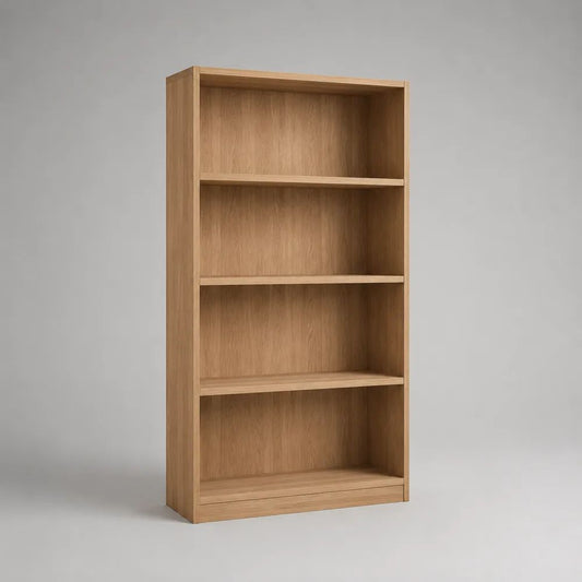 Bibliothèque ouverte rectangulaire en bois à 4 niveaux, chêne naturel, 90 × 30 × 180 cm